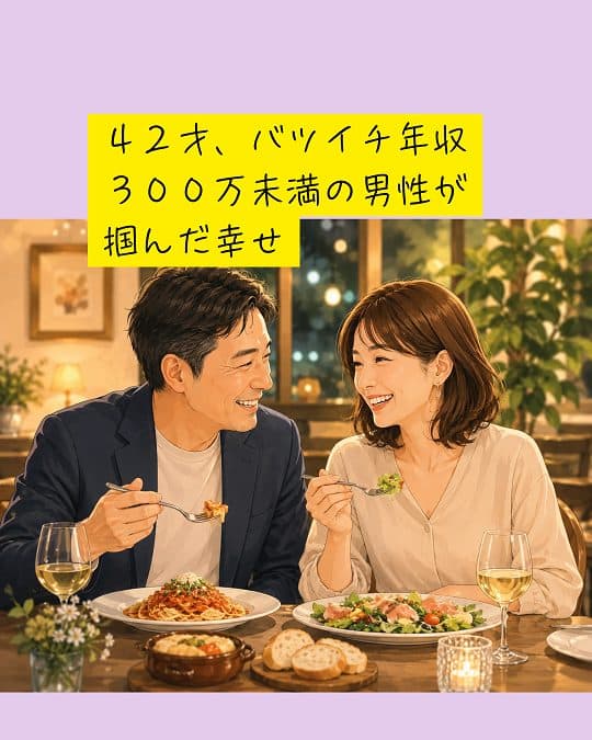 ４２才バツイチ、年収３００万未満の男性が掴んだ幸せ