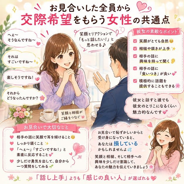 お見合いした全員から「交際希望」をもらう女性の共通点とは？😊💕